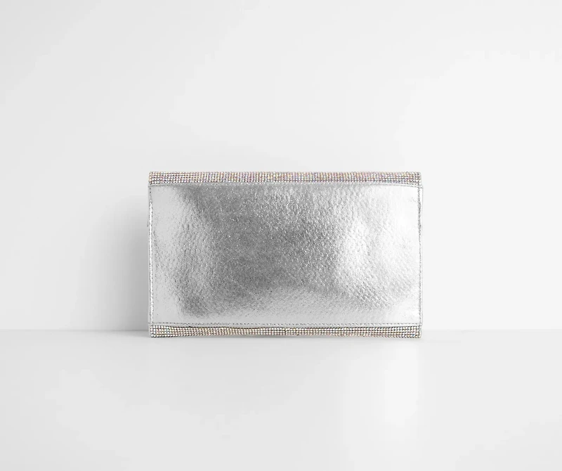 Iridescent Rhinestone Radiance Envelope Clutch
