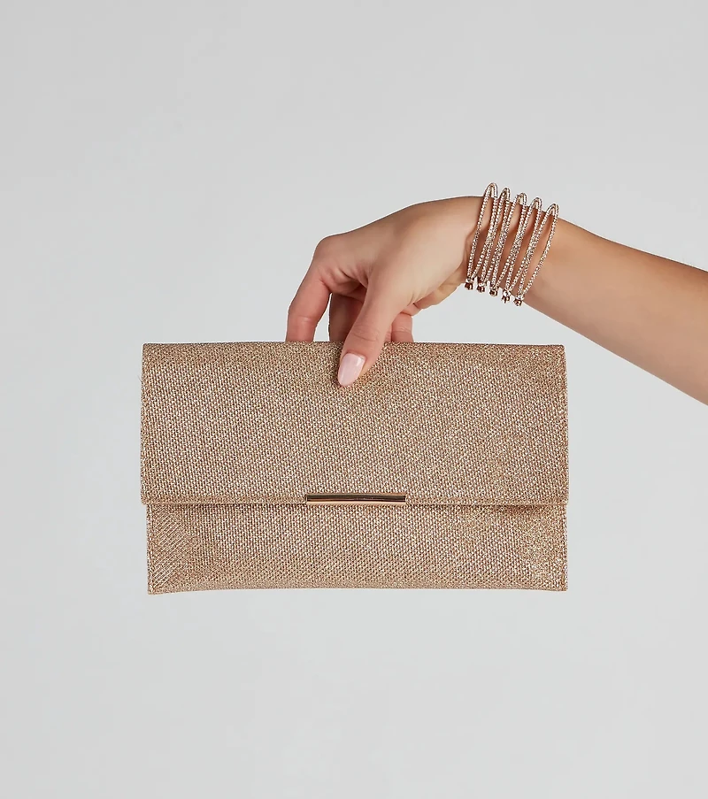 All That Shine Glitter Mesh Clutch