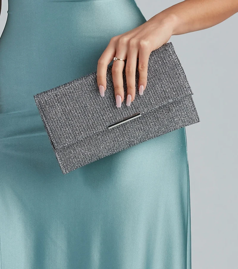 All That Shine Glitter Mesh Clutch