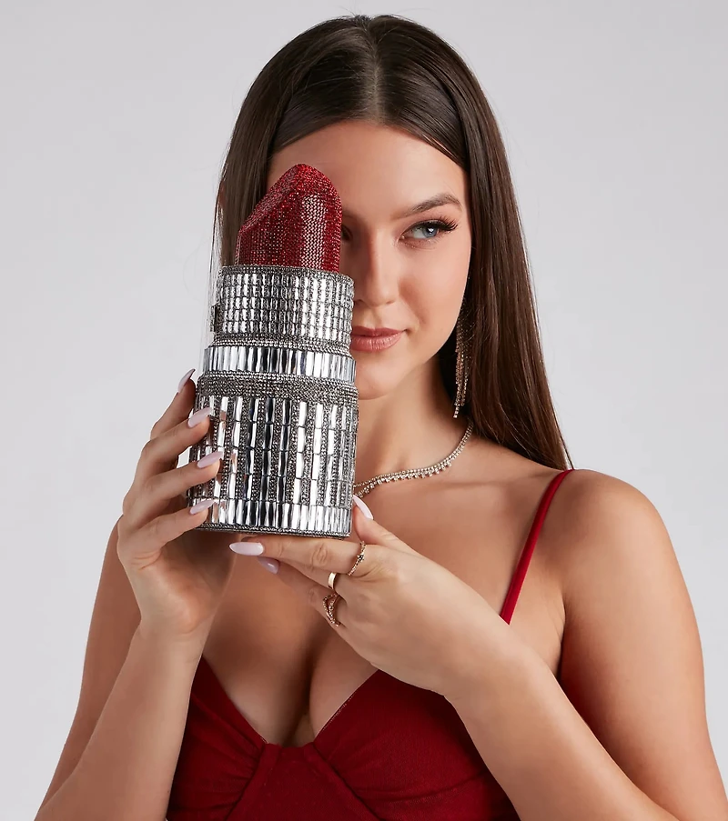 Gorgeous Glamour Rhinestone Lipstick Clutch