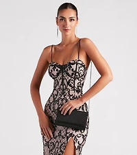 Prepare To Shine Glitter Mesh Clutch