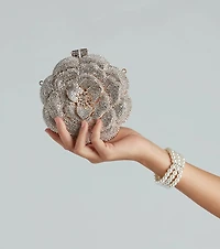 Divine Luxury Rhinestone Rose Minaudiere Bag