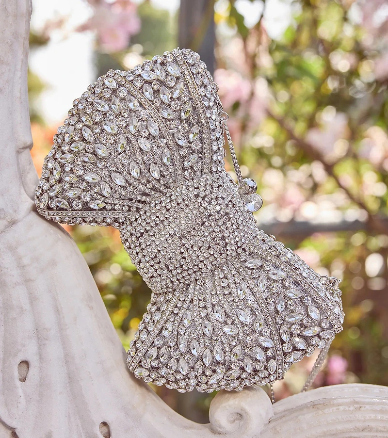 Looks So Divine Rhinestone Bow Minaudiere Clutch