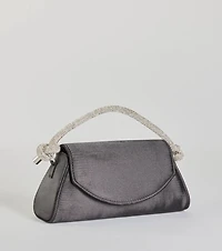 Glam Aspiration Rhinestone Strap Satin Handbag