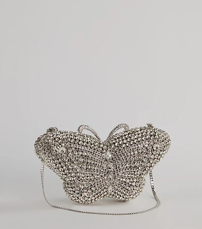 Wishing On Love Rhinestone Butterfly Clutch