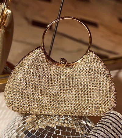 Shine Language Rhinestone Clutch Bag