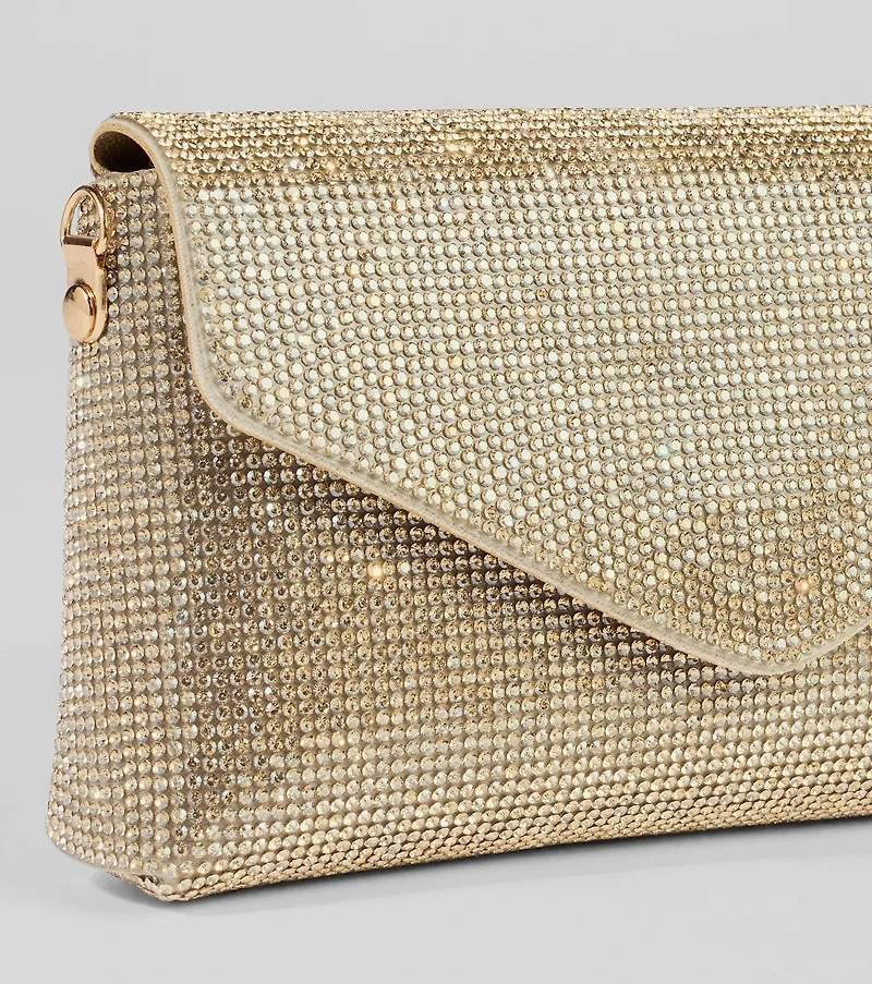 Sparkle Effect Rhinestone Crossbody Purse