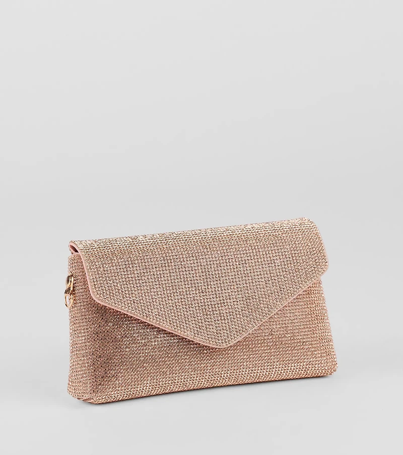 Sparkle Effect Rhinestone Crossbody Purse
