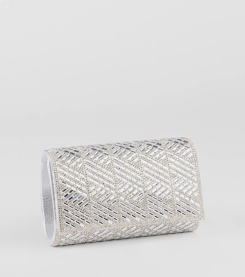 Glam Soiree Rhinestone Baguette Clutch