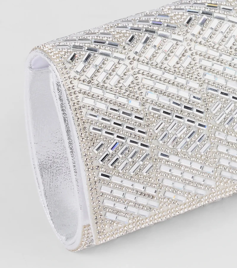 Glam Soiree Rhinestone Baguette Clutch