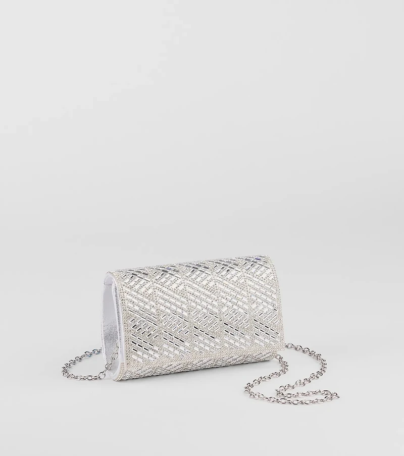 Glam Soiree Rhinestone Baguette Clutch