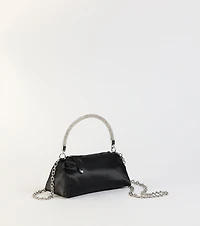 Petite Luxe Rhinestone Handle Satin Bag
