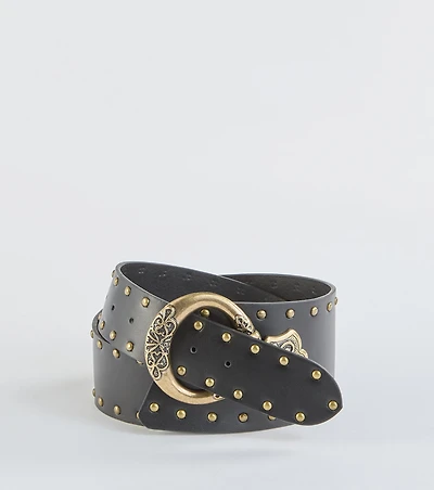 Trendy Flair Studded Faux Leather Belt