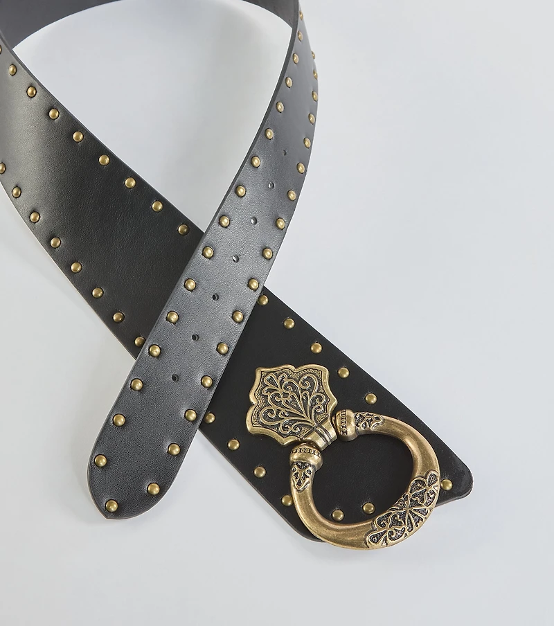 Trendy Flair Studded Faux Leather Belt