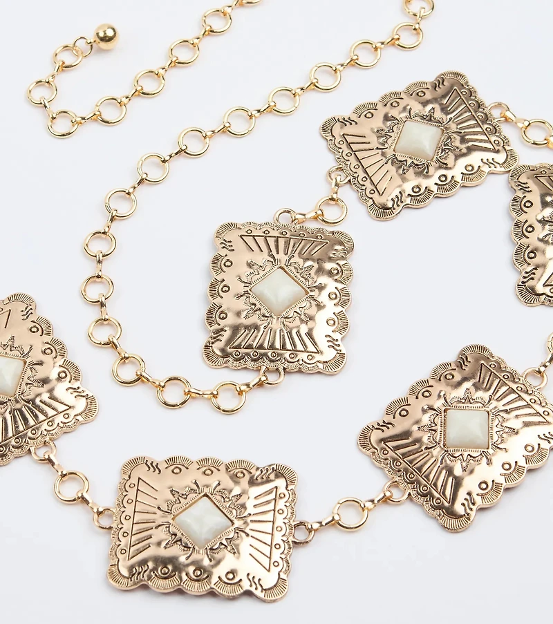 Western Vibes Colored Stone Chain Belt