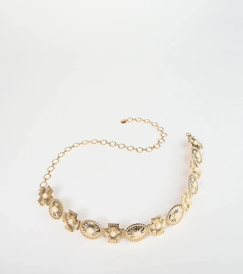 Boho Sleek Cross Concho Chain Belt