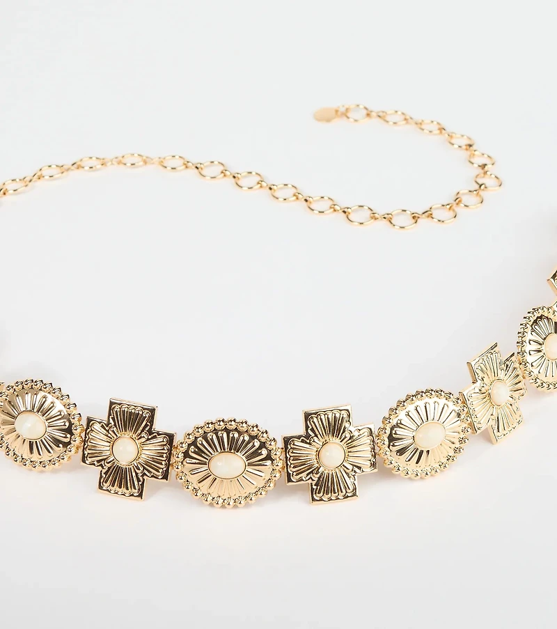 Boho Sleek Cross Concho Chain Belt