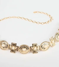 Boho Sleek Cross Concho Chain Belt