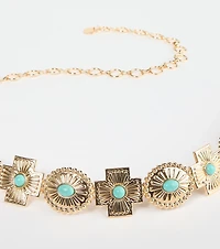 Boho Sleek Cross Concho Chain Belt