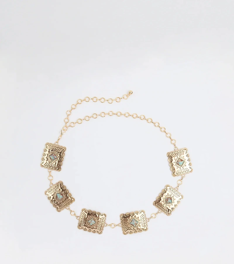 Western Vibes Colored Stone Chain Belt