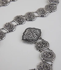 Floral Etched Western Chain Belt