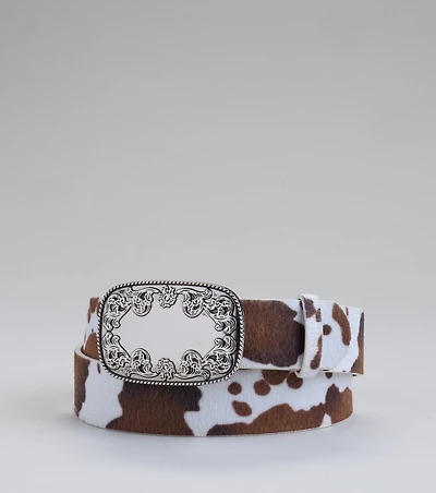 Moo Mood Cow Print Belt