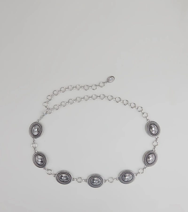 Saddle Chic Oval Concho Chain Belt