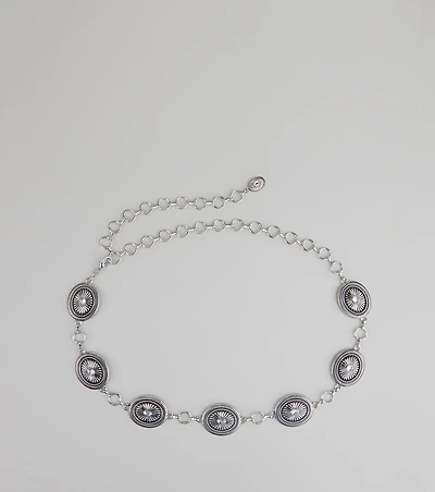 Saddle Chic Oval Concho Chain Belt