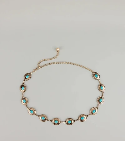 Festival Flair Turquoise Concho Chain Belt