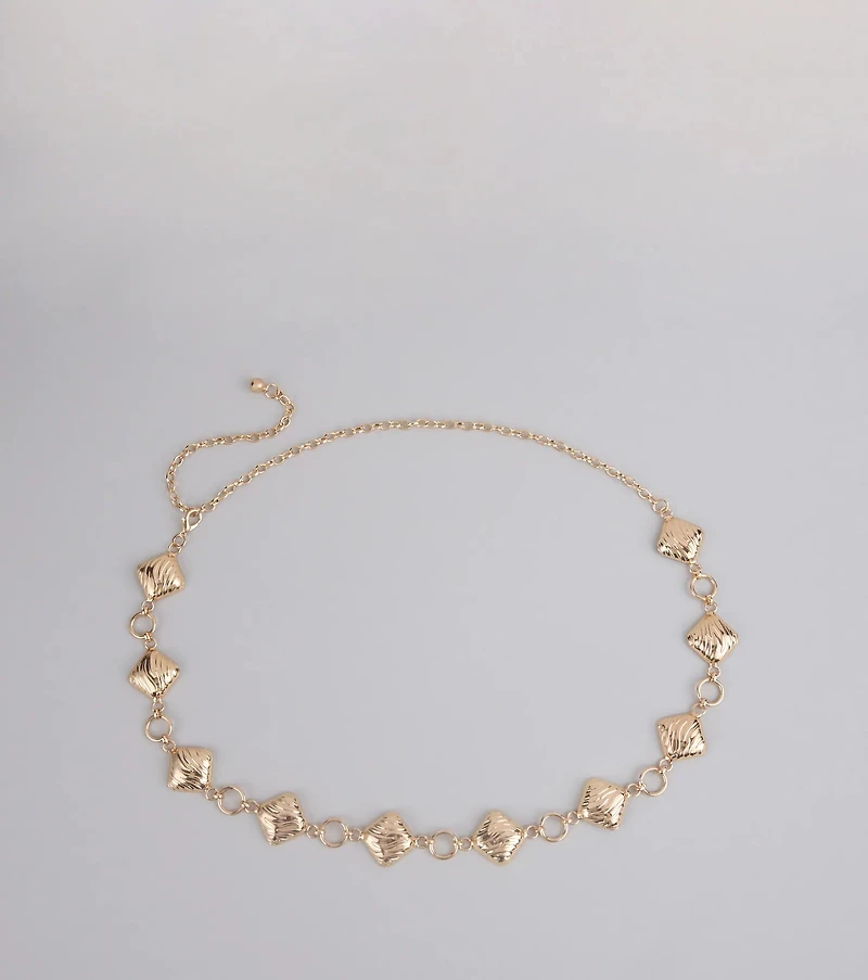Square Up Textured Chain Belt