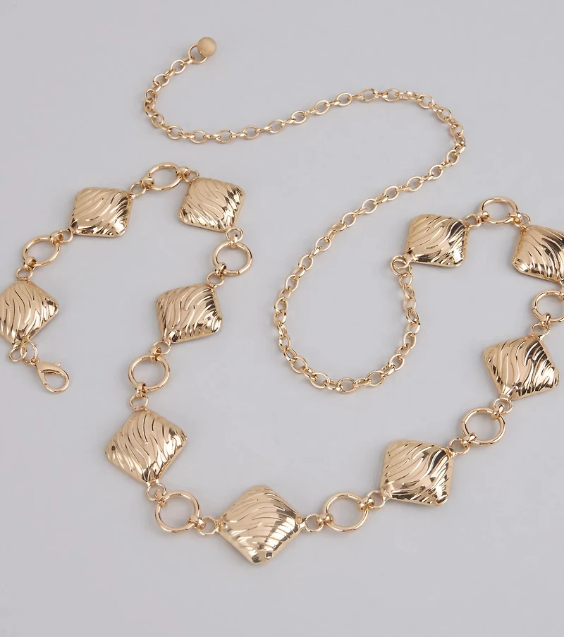 Square Up Textured Chain Belt
