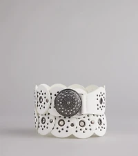 Boho Era Studded Faux Leather Medallion Belt
