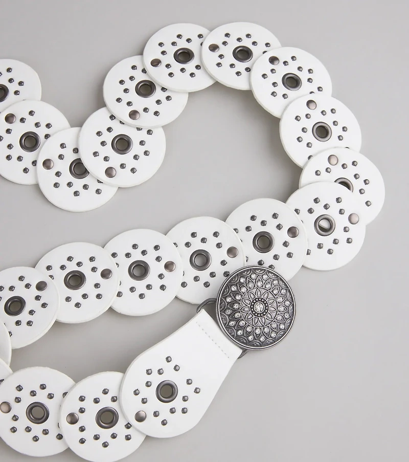 Boho Era Studded Faux Leather Medallion Belt