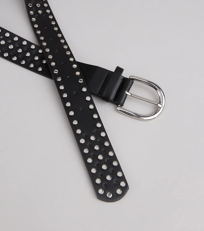 Elevated Edgy Studded Faux Leather Belt