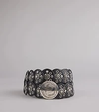 Boho Edge Faux Leather Medallion Belt