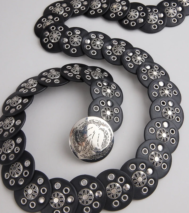 Boho Edge Faux Leather Medallion Belt