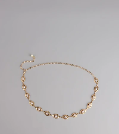 Vintage Charm Pearl Chain Belt