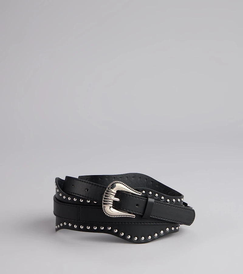 Wild Edge Studded Faux Leather Belt