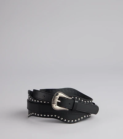 Wild Edge Studded Faux Leather Belt