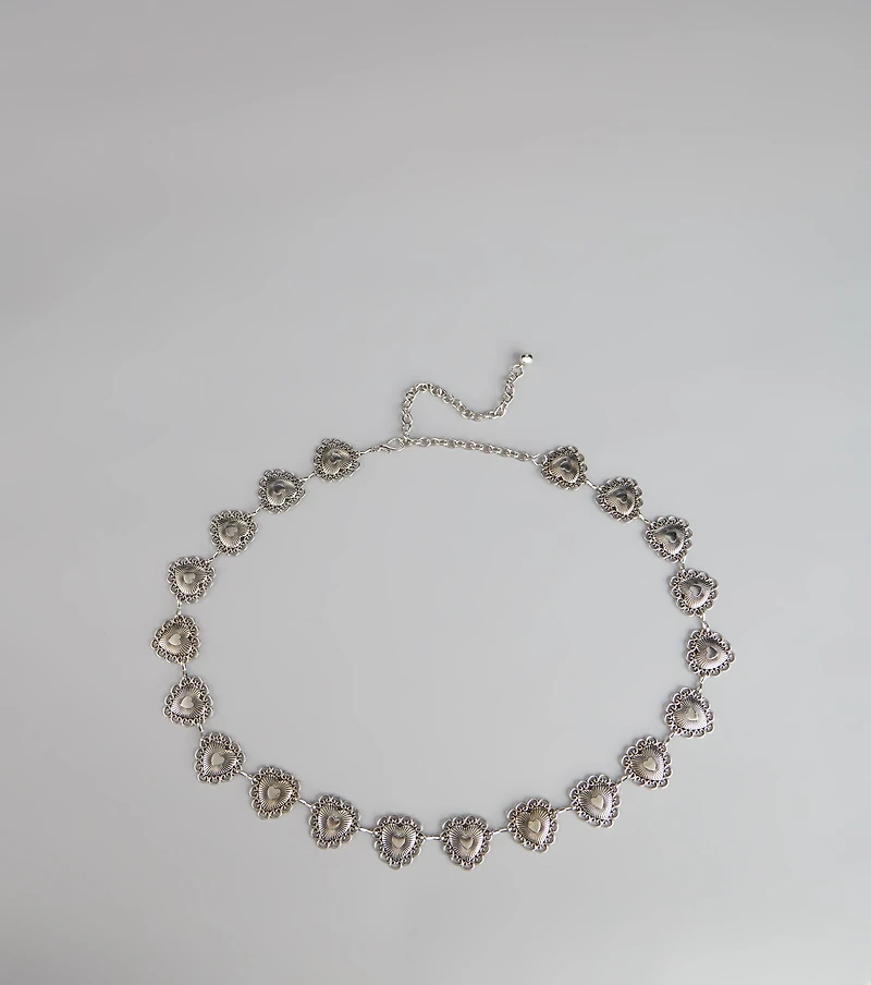 Edgy Charm Heart Chain Belt