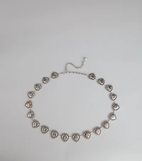 Edgy Charm Heart Chain Belt