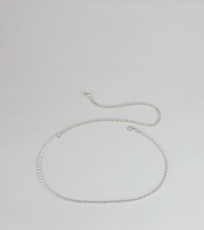 Soft Shine Dainty Rhinestone Chain Belt
