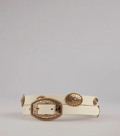 Western Charm Concho Faux Leather Belt