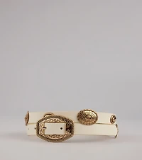 Western Charm Concho Faux Leather Belt