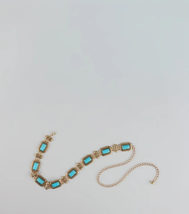 Boho Glow Turquoise Stone Chain Belt