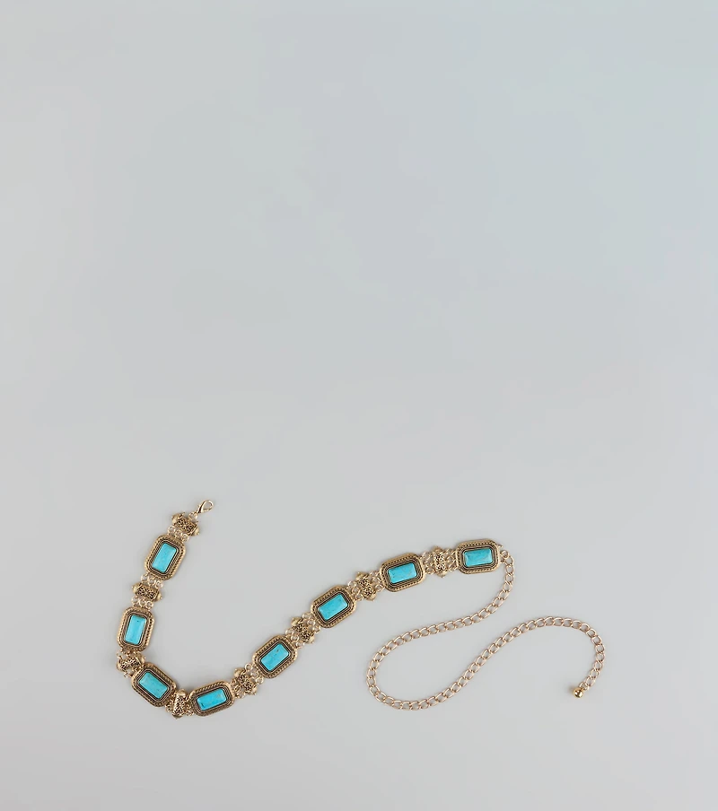 Boho Glow Turquoise Stone Chain Belt