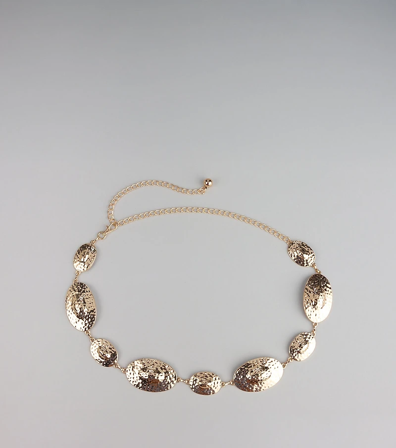 Bold Shine Etched Concho Chain Belt