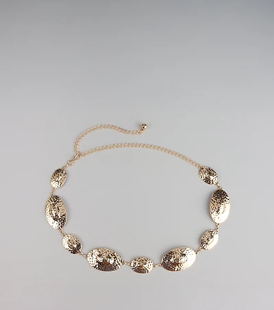 Bold Shine Etched Concho Chain Belt