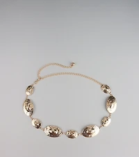Bold Shine Etched Concho Chain Belt