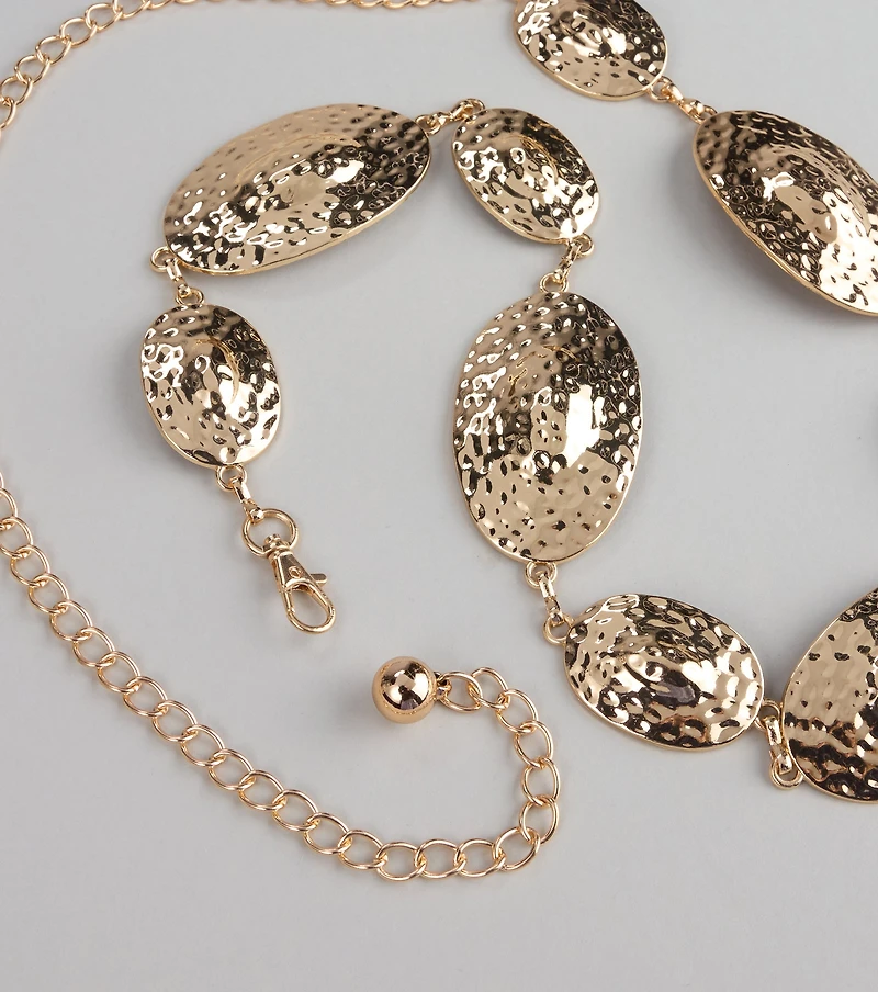 Bold Shine Etched Concho Chain Belt